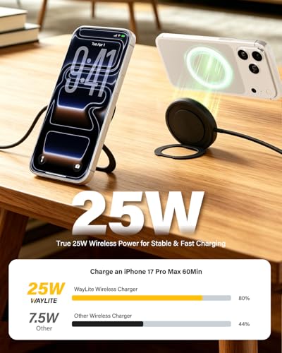 2Pack Magnetic Wireless iPhone Charger Fast Phone Charger with Stand, 6FT 25W Fast Phone Charging Pad Wireless Magnetic Charge for iPhone 17/17Air/16 Pro Max/16 Plus/15 Pro Max/AirPods3/2/Pro Black - color: Black, size: 6ft-2PK