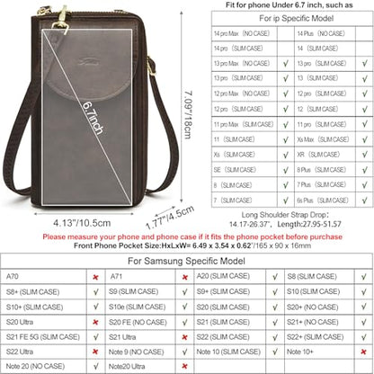 S-ZONE Small Crossbody Bags for Women Phone Purse RFID Blocking Wallet | Card Slots, Vegan Leather, Anti-theft, Multi Pockets, Detachable Adjustable Strap, Travel Eveyday Outing - color: Retro Coffee