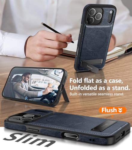 WTCASE Magnetic for iPhone 1X Leather Case,Built-in Invisible Stand [Compatible with Magsafe] Protective Slim Kickstand Phone Cover (2025) (Blue, iPhone 1R Pro Max) - color: Blue, size: iPhone 1R Pro Max
