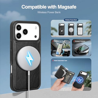 Antsturdy Compatible with MagSafe iPhone 17 Air Wallet Case,Black - color: Black, size: iPhone 17 Air - 6.5"