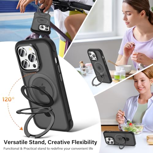 Designed for iPhone 13 Pro Max Case with Magnetic Stand, Black | Certified Drop Protection, Great Grip Feeling, Matte Translucent Back Slim Shockproof Phone Cover - color: Black, size: Iphone 13 Pro Max