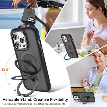 Designed for iPhone 13 Pro Max Case with Magnetic Stand, Black | Certified Drop Protection, Great Grip Feeling, Matte Translucent Back Slim Shockproof Phone Cover - color: Black, size: Iphone 13 Pro Max
