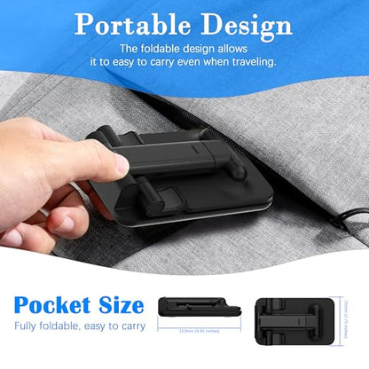Cell Phone Stand, Adjustable Angle and Height Cell Phone Holder for Desk, Foldable and Portable, Anti-Slip Silicone Pad, Compatible with All Mobile Phones and 4-8 Inch Devices (Black&Black) - color: Black&Black