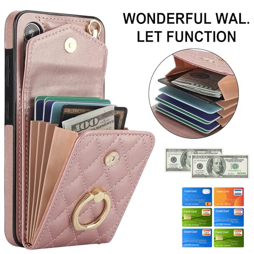 Asuwish Phone Case for Samsung Galaxy S24 5G Wallet Cover with Tempered Glass Screen Protector and Crossbody Wrist Strap Ring Stand RFID Blocking Card Holder Cell S 24 24S G5 Women Men Girls Rose Gold - color: Rose Gold