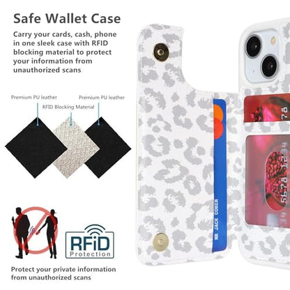 iCoverCase Compatible with iPhone 13 Mini Case with Card Holder, Wallet Phone Case for Women Men RFID Blocking PU Leather Protective Case 5.4 Inch (Gray Leopard) - color: Gray Leopard