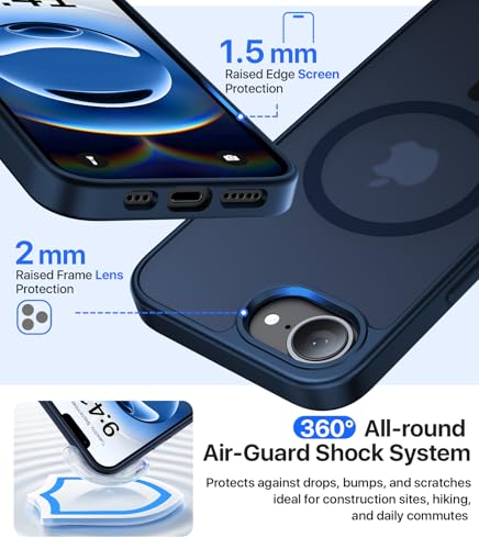 Eastinbox Magnetic iPhone 17e & 16e Case with Stand, Blue | Shockproof, Compatible with MagSafe, Military-Grade Protection, Anti-Yellowing, Phone Case for iPhone 17 e/16 e 6.1" - color: Stand Blue