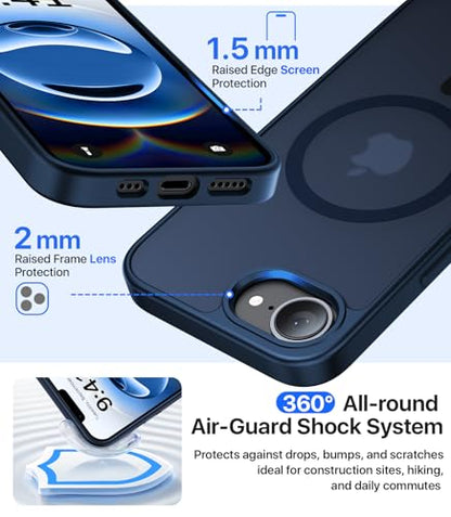 Eastinbox Magnetic iPhone 17e & 16e Case with Stand, Blue | Shockproof, Compatible with MagSafe, Military-Grade Protection, Anti-Yellowing, Phone Case for iPhone 17 e/16 e 6.1" - color: Stand Blue
