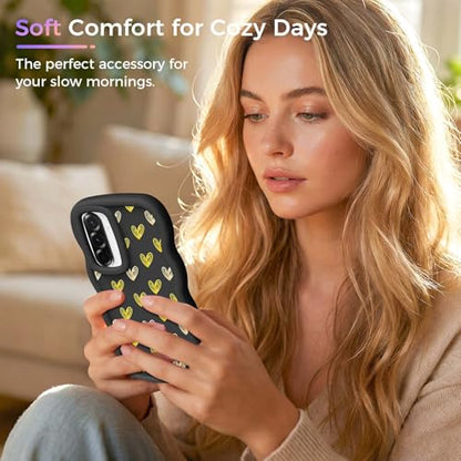 for Galaxy A36 Phone Case, Wavy Soft TPU, Black-Heart | Wavy Frame Design, Soft Slim TPU, Full Camera Lens Protection, Shockproof Phone Cover - color: Black-Heart, size: Samsung A36