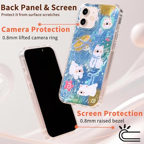 Compatible with iPhone 11 Case,with [Soft Slim][Camera Protection] Cute Bow Tie Kawayi Dog Shiny Aesthetic Phone Cover Anti-Yellowing Shockproof Protective Cover for Women Girl - color: white terrier, size: iPhone 11