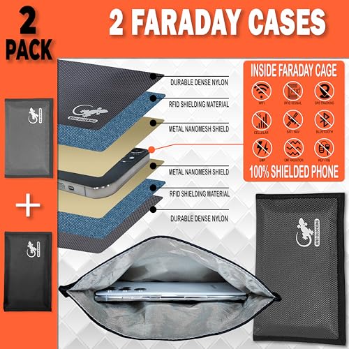 Faraday Bag Anti-Tracking GPS RFID Car Key Signal Blocker Wallet Shielding Pouch Protective Case for Cell Phone Car Key FOB, Data Privacy, Electronic Device Security (2 PACK - BLACK AND GRAY) - color: 2 PACK - BLACK AND GRAY
