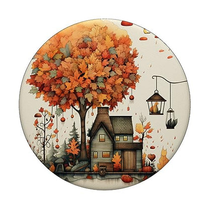 Fall Leaves Autumn Pumpkin Pattern Autumn Color Leaves PopSockets Adhesive PopGrip - style: Adhesive PopGrip