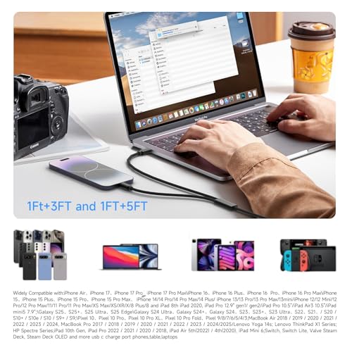 2 in 1 USB C to USB C/Lightning Cable 100W Max 6FT 1Pack,Multi Cable Simultaneous Fast Charging Compatible with MacBook Air/Pro/iPad/iPhone 17/16/15/14/13/12/11 Series,Galaxy S26/S25/24 Series/Pixel - color: Black, size: 6FT