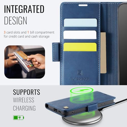 Wallet Case for Samsung Galaxy S25 FE 6.7'' RFID Blocking Credit Card Holder Magnetic Closure Kickstand PU Leather Flip Phone Case Shockproof TPU Inner Protective Cover Blue - color: Blue, size: Samsung Galaxy S25 FE