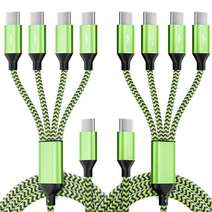 USB C Splitter Multi Charging Cable for Multiple Devices, 2Pack 5FT - color: Green&Black