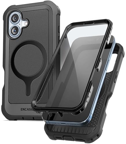 ENCASED Compatible with iPhone 16 Case with Built-in Screen Protector, Compatible with MagSafe - Military Grade Protection, 360 Rugged Full-Body Coverage Black - size: iPhone 16
