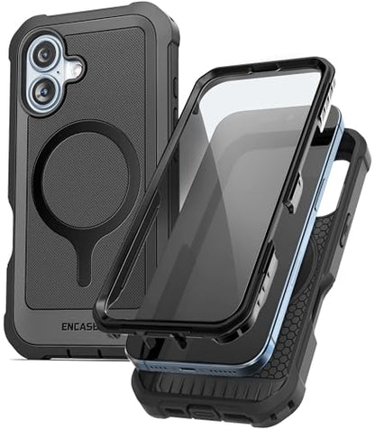 ENCASED Compatible with iPhone 16 Case with Built-in Screen Protector, Compatible with MagSafe - Military Grade Protection, 360 Rugged Full-Body Coverage Black - size: iPhone 16