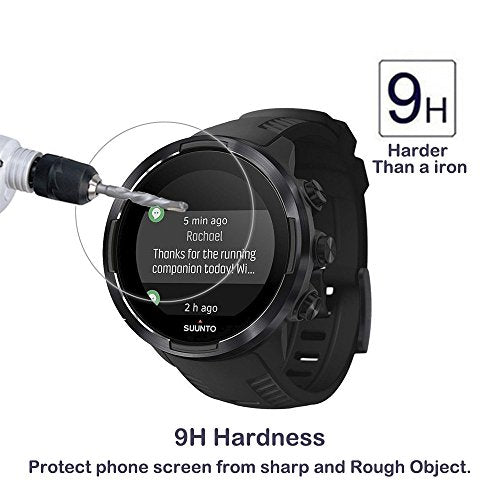 For Watch SUUNTO 9 Tempered Glass Screen Protector - [2 PACK] Full Coverage HD Clear Anti-Bubble Anti-Scratch for Clear Film Tempered Glass Screen Protector for Watch SUUNTO 9