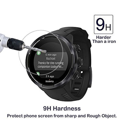 For Watch SUUNTO 9 Tempered Glass Screen Protector - [2 PACK] Full Coverage HD Clear Anti-Bubble Anti-Scratch for Clear Film Tempered Glass Screen Protector for Watch SUUNTO 9