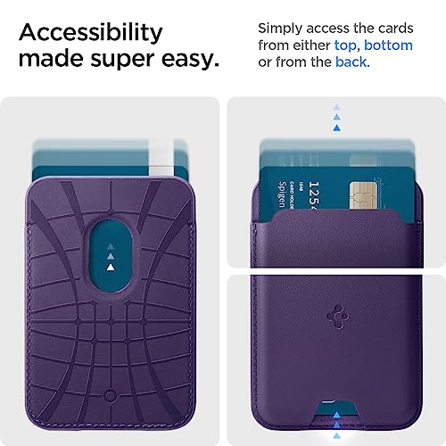 Spigen for MagSafe Wallet, Holds 3 Cards, Strong Magnet, Valentinus MagFit - color: PU Purple, size: 3-Cards