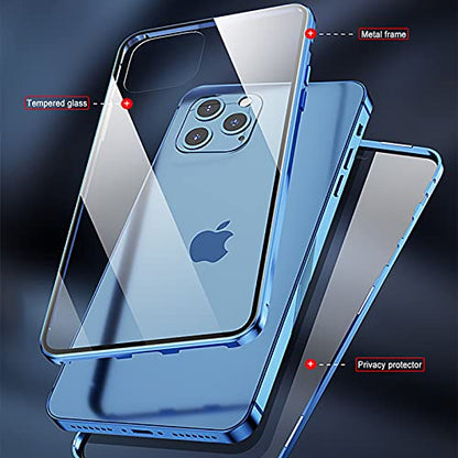 Magnetic Titanium for iPhone 14 Pro Max Privacy Screen Case Full Body Cover - color: Blue Titanium, size: iPhone 14 Pro Max