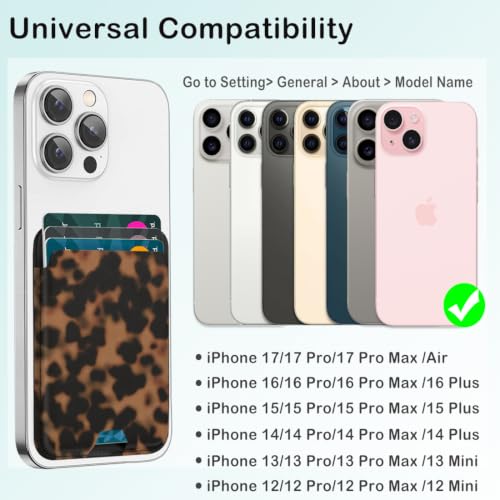 for MagSafe Wallet,Magnetic Card Holder for Phone Case Wallet - color: Tortoise Shell