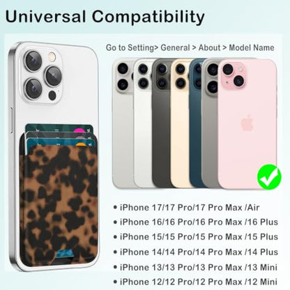 for MagSafe Wallet,Magnetic Card Holder for Phone Case Wallet - color: Tortoise Shell