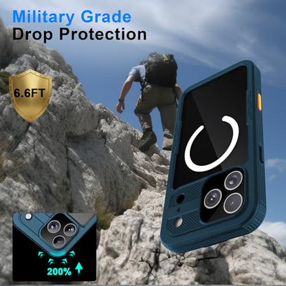 for iPhone 17 Pro Magnetic Clear Rugged Case Waterproof - color: Cyan-Teal, size: iPhone 17 Pro 6.3 inch
