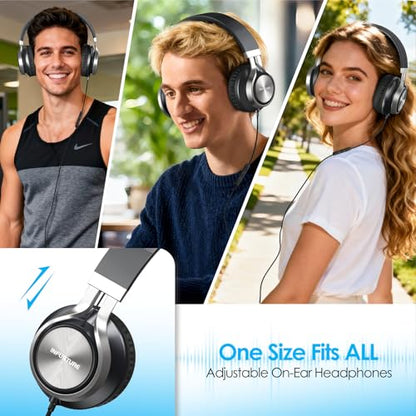 INFURTURE USB C Headphone for Kids & Adults Over-Ear Headphone with HD Mic - color: Black