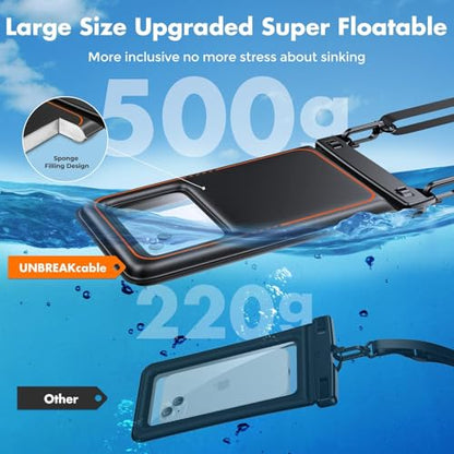 UNBREAKcable [UP to 9.5"]XL Size EXTRA Large Waterproof Phone Pouch Floating IPX8 Phone Case Dry Bag for iPhone 17 Air 16 15 14 Pro Max Samsung S25 Ultra, Travel Kayaking Beach Essentials - 2 Pack - size: 9.5 inch