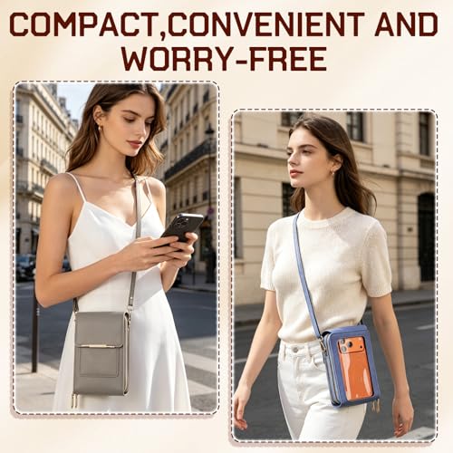 Crossbody Phone Wallet,2026 Trendy Minimalist Elegant Women's Touchscreen Crossbody Phone Wallet - color: Gray