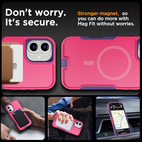 AICase for iPhone 16 Case [Compatible MagSafe],Heavy Duty 20 FT Drop Protection Full Body Rugged Shockproof Military Protective Tough Durable Phone Cover 6.1" for Men Women_3 - color: Pink/Purple with Magsafe