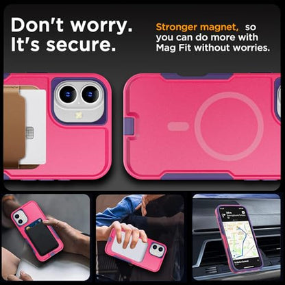 AICase for iPhone 16 Case [Compatible MagSafe],Heavy Duty 20 FT Drop Protection Full Body Rugged Shockproof Military Protective Tough Durable Phone Cover 6.1" for Men Women_3 - color: Pink/Purple with Magsafe