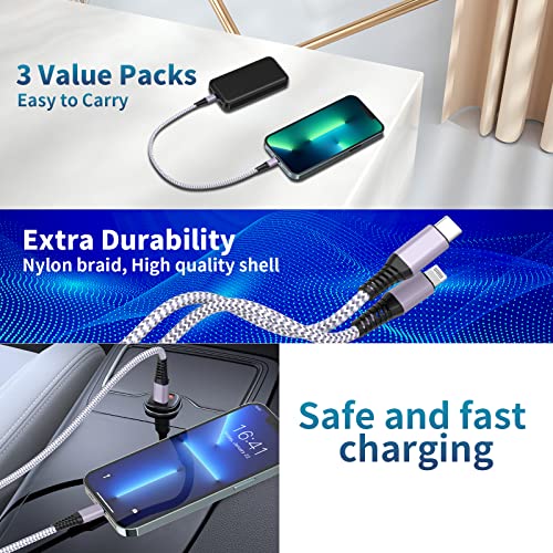 [Apple MFi Certified] Short iPhone Charger 8 Inch 3Pack, USB A to Lightning
