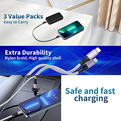 [Apple MFi Certified] Short iPhone Charger 8 Inch 3Pack, USB A to Lightning