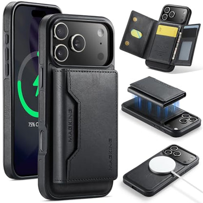 K2 2 in 1 Detachable Magnetic Phone Cases Compatible with iPhone 17 Pro Max Case with Card Holder RFID Blocking, Compatible with Magsafe Wallet, Leather 6.9'' (Black, iPhone 17 Pro Max) - color: Black, size: iPhone 17 Pro Max
