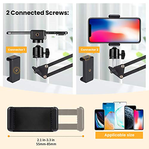 TARION Overhead Phone Stand Articulating Boom Stand Lazy Arm Black