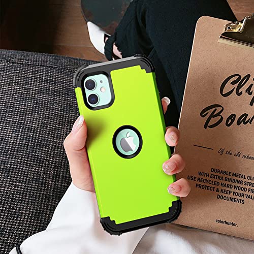 IDweel for iPhone 11 Case with Screen Protector(Tempered Glass), Hybrid 3 in 1 Shockproof Slim Fit Heavy Duty Protection Hard PC Cover Soft Silicone Bumper Full Body Case,Grass Green/Black - color: Grass Green/Black
