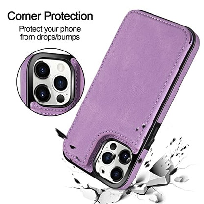 HianDier Wallet Case Compatible with iPhone 12 Pro MAX Case 5G 6.7-inch Slim Protective with Credit Card Slot Holder Flip Folio Soft PU Leather Magnetic Closure Cover, Bright Purple - color: Bright Purple