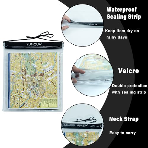 YUMQUA Waterproof Pouch Clear Dry Bag Document Map Holder Large Size 3PACK | Screen Touch, Water Proof Water Tight Map Case, Protect Kindle Tablet Cloth Dry Against Sand Water for Hiking Boating Fishing - color: Black