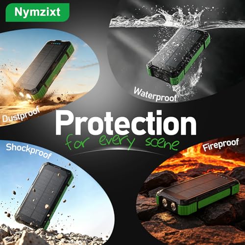 Solar Power Bank 49800mAh 22.5W QC3.0 Fast Charging Built in 4 Cables with USB C 6 Outputs & 2 Inputs for All Cell Phone Portable Wireless Charger Bright LED Flashlight Perfect for Camping