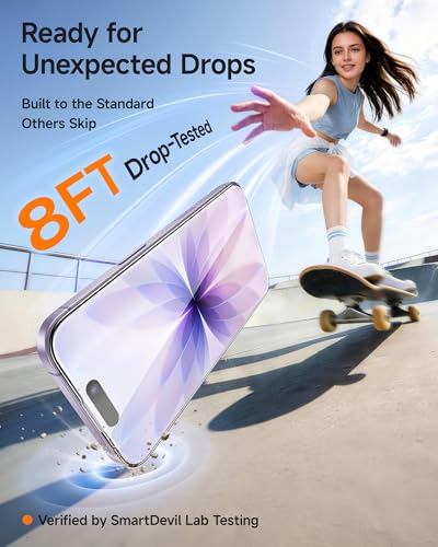 SMARTDEVIL 3 Pack Screen Protector for iPhone 17, Optical Clear 9H Tempered Glass, 2X Impact Resistance, Anti-Fingerprint Coating, SmartPull Box Bubble-Free Install