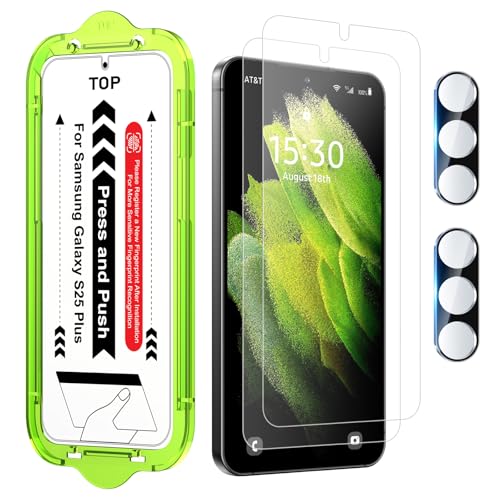 Esanik for S25 Plus Anti Reflective Screen Protector, Anti-Glare & Fingerprint Unlock Compatible, Matte PET Film [Non-Glass], Auto-alignment Frame, Anti-Fingerprint, Smooth as Silk, 2+2 Pack - size: S25 Plus-6.7 inch