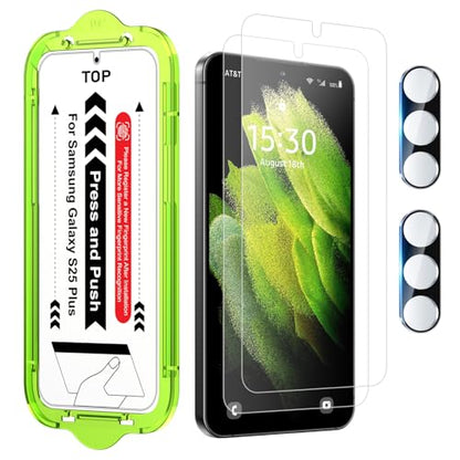 Esanik for S25 Plus Anti Reflective Screen Protector, Anti-Glare & Fingerprint Unlock Compatible, Matte PET Film [Non-Glass], Auto-alignment Frame, Anti-Fingerprint, Smooth as Silk, 2+2 Pack - size: S25 Plus-6.7 inch