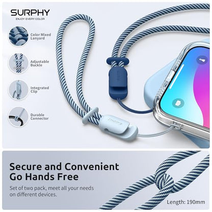 SURPHY 2 Pack Phone Lanyard, Phone Wrist Strap for Case, Camera Wrist Strap - color: Cloud Blue & Blue Jay