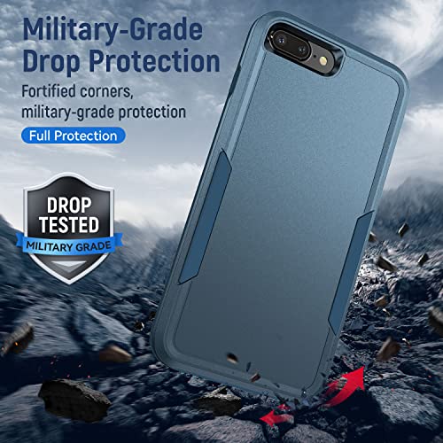 for iPhone 7 Plus Case,with Screen Protector,[Military Grade Drop Tested] Heavy-Duty Tough Rugged Shockproof Protective Phone Case for iPhone 8 Plus 5.5”, Blue - color: Blue