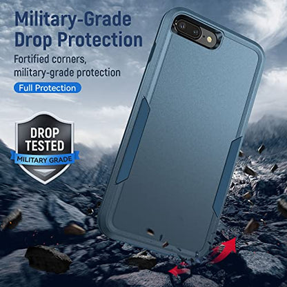 for iPhone 7 Plus Case,with Screen Protector,[Military Grade Drop Tested] Heavy-Duty Tough Rugged Shockproof Protective Phone Case for iPhone 8 Plus 5.5”, Blue - color: Blue