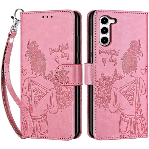 for Samsung Galaxy S23 Wallet case, Pink-Girl | 3 Card Holders, Kickstand, Shockproof TPU Shell, PU Leather, Magnetic Closure, Protective Flip Folio Cover, Women - color: 1