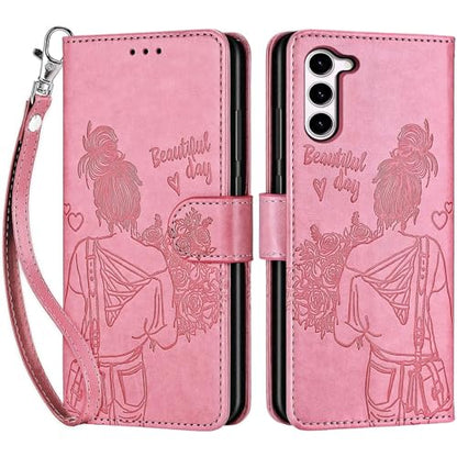for Samsung Galaxy S23 Wallet case, Pink-Girl | 3 Card Holders, Kickstand, Shockproof TPU Shell, PU Leather, Magnetic Closure, Protective Flip Folio Cover, Women - color: 1