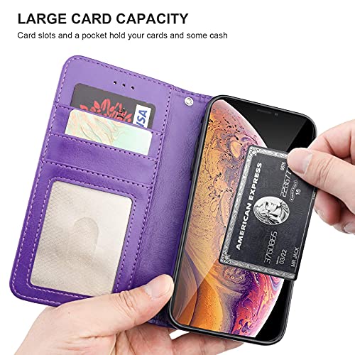 Bocasal Detachable Wallet Case Card Holder for iPhone Xs Max, Purple - color: Purple