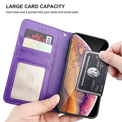 Bocasal Detachable Wallet Case Card Holder for iPhone Xs Max, Purple - color: Purple